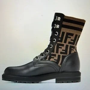 Fendi | Shoes | Fendi Black Brown Forever Fendi Laceup Boots  display picture 3